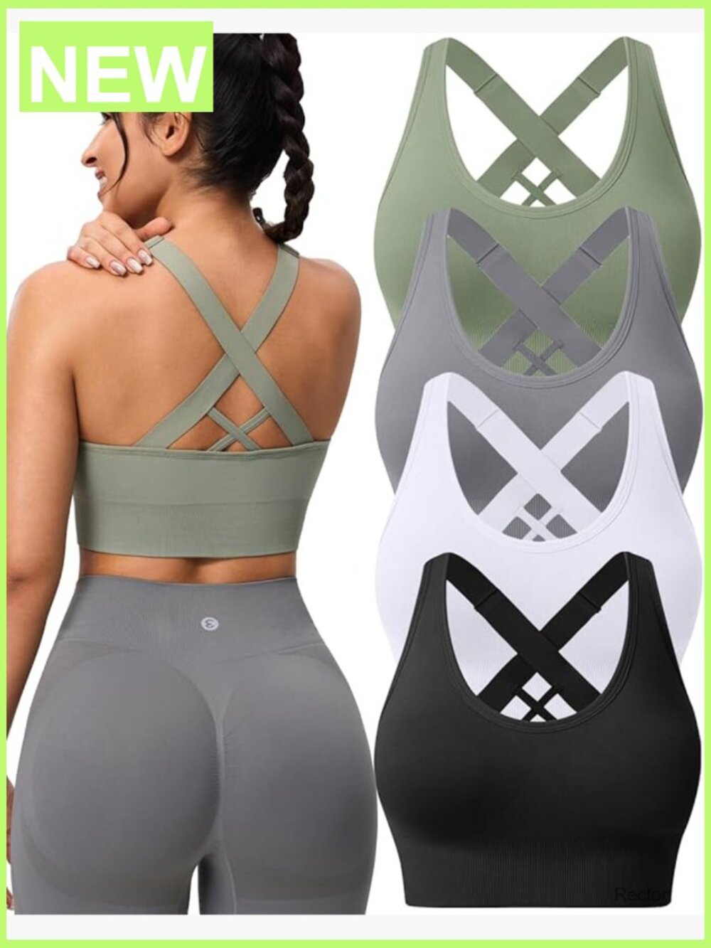 Women's Padded Medium Support Criss Cross Strappy Sports Bra
